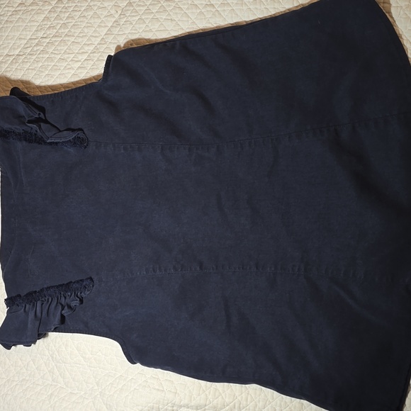 Margaret O'Leary Navy Sleeveless Ruffle Tencel Top Blouse - Picture 5 of 13